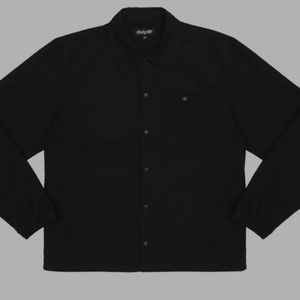 Onlyny cotton ripstop full buttonup black collared long sleeve shirt
